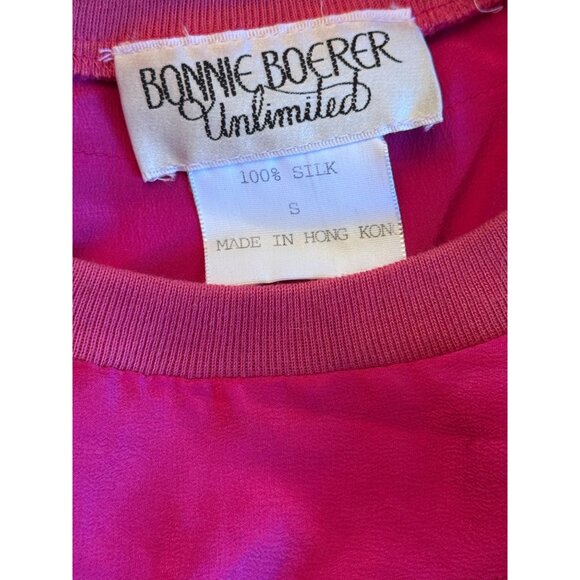 Bonnie Boerer 100% Silk Beautiful Hot Pink Ruffle Blouse/Top Ladies Small - Picture 2 of 5